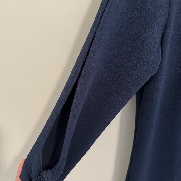 Alex Marie Navy Bow Sleeve Sheath Dress - Picture 2 of 5